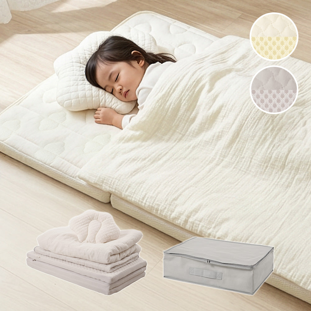 赤ちゃんサイズお布団と収納ケース ちゃいなび 洗える ベビー布団 7点セット 70×120cm 収納ケース付き 雲