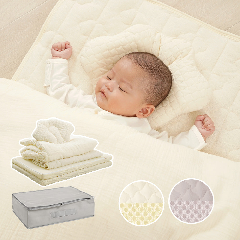 ちゃいなび 洗える ベビー布団 7点セット 60×90cm 収納ケース付き 雲