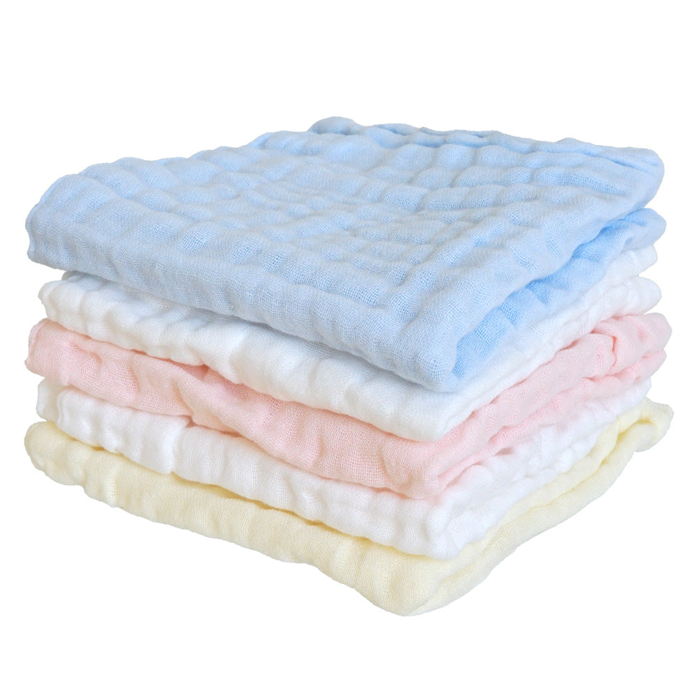 イブル ガーゼ ハンドタオル 5枚セット 綿100% 24×24cm 4層ガーゼ